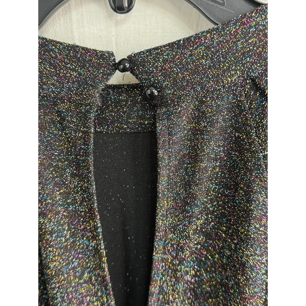 Nine West Women's L Sparkle Metallic Wide Leg Jumpsuit Flutter Sleeve - Picture 10 of 12